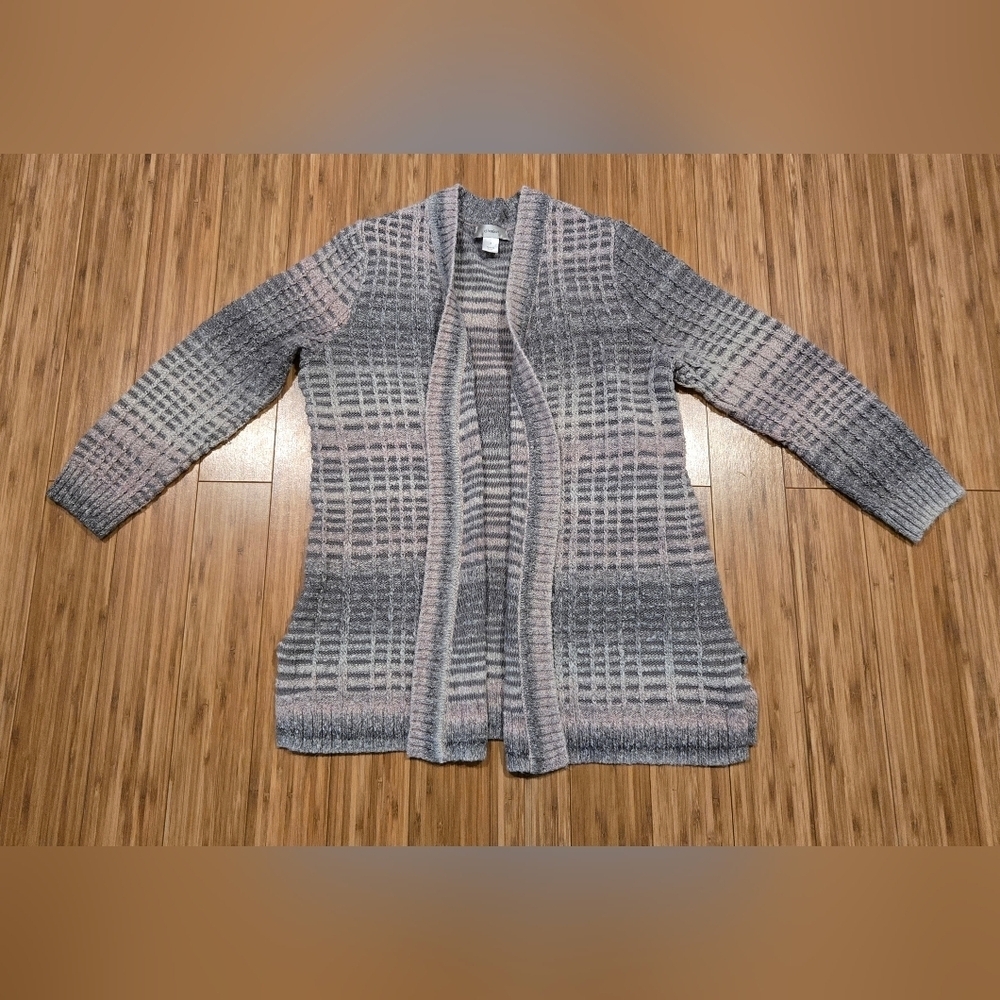 CJ Banks Gray and Pink Cardigan